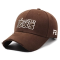 Distressed dark brown baseball cap featuring TEXS 1923 embroidery and vintage brim - Adjustable / Coffee