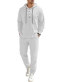 Ensemble pour homme en lin avec chemise à capuche et pantalon long blanc - S / Blanc