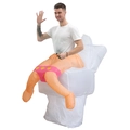Funny inflatable sitting on toilet costume for Halloween party performance with built-in fan - Toilet / One Size