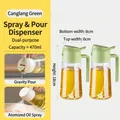 Set de dispensador de aceite de vidrio verde 470ml con funciones de spray y vertido - Botella 2 en 1 Spray y Vertido-Verde-Pack de 2-470ml