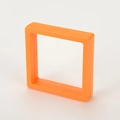 Square orange jewelry display box with clear PE film on a minimalist white background - Orange
