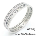 Silver Roman numeral bangle with pave-set white crystals and secure clasp closure - Combination Style / 14mm Width (KB190312-GC)