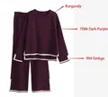 Women's dark purple two-piece knit set with long sleeves and white contrast trim - 2XL / Fuschia