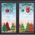 Weihnachts-Fensterbilder Set mit Merry Christmas Schriftzug und bunten Bäumen - 5er Set BQ(553-557)
