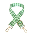 Adjustable houndstooth jacquard shoulder strap with golden metal clips in green and white - Houndstooth / Green