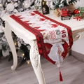 Christmas table runner with red jacquard Santa Claus pattern and festive tassels - Santa Claus / Red