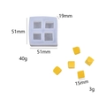 Blue silicone square mold for mini 15mm fruit cube crafts with precise dimensions - C18 Mango Cubes