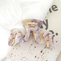 Large marble purple acetate hair claw clip with golden metal frame and wave design - Mixed Purple