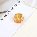 Creative fish-shaped acetate hair clip with orange amber texture and rhinestone eye detail - Style 14-Yellow White Amber Pattern Fish