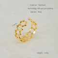 Verstellbarer goldener Wabenring aus 18K vakuumvergoldetem Edelstahl für Damen - Hohl Honigwabe Stil (ZR036G) / Gold