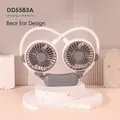 Portable neck fan with bear ear design and charging cable in grey and white - Bear / White