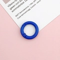 Close-up of a 20mm bright blue painted spring gate ring O-ring for DIY jewelry making - Sapphire Blue