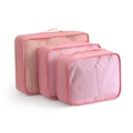 Rosa 3er-Set wasserfeste Reise-Organizer mit Mesh-Einsatz für Kleidung und Schuhe - Dreiteiliges Set / Rosa