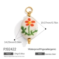 White oval stainless steel floral pendant with red flower and hypoallergenic properties - Painted Red Flower Oval Stainless Steel Pendant (PJ92422)