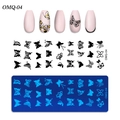 Detail view of OMQ-04 nail stamping plate featuring various elegant butterfly patterns - Butterfly Theme (OM-Q印花模板04)