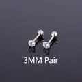 Orecchini a perno minimalisti in argento S925 con zirconi rotondi da 3mm e vite - 3mm
