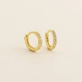Elegante goldene S925 Sterling Silber Creolen mit Zirkonia-Kristallbesatz - 925er Silber / Gold (Klein) (YHE0118)