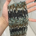 Faceted natural gemstone micro beads in teal, grey, and cream white for jewelry making - Gradient Natural Turquoise Style 3mm