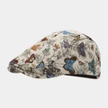 Detalle del patrón de mariposa jacquard vintage en la tela de alta calidad de la gorra - Talla única / Beige Mariposa Flor(2#)