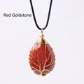 Water drop red goldstone pendant necklace with intricate gold wire tree wrap - Gold Wire Wrapped Goldstone Pendant