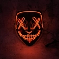 Halloween scary LED mask with orange neon glow wires in a dark horror atmosphere - Orange