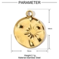 Detail showing dimensions of a 15mm gold-plated stainless steel sunburst pendant - Sunburst (YE520)