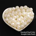 Round ivory ABS imitation pearls with straight holes for DIY jewelry making - Standard Straight Hole / 8mm / Pearl