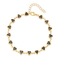 Pulsera de cadena dorada con piedras de corazón negras y cierre de langosta ajustable - 004 Corazón Negro / Tobillera