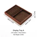 Brown PU leather jewelry display tray with velvet slots for rings and necklaces - Ring Slot Tray A (Coffee Velvet)