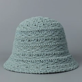Minimalist sky blue woven straw bucket hat with breathable mesh pattern for summer - M (56-58cm) / Aqua