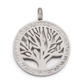 Ciondolo Albero della Vita argento in acciaio inossidabile con cristalli brillanti - Stile Colore Acciaio 25mm (KLJ4297-Z)