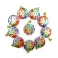 Lot de 10 pendentifs Orgone octogonaux avec cristaux naturels et cube de Métatron - Rond/Octogone / Pendentif Uniquement (Sans Chaîne)