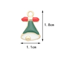 Christmas bell charm in red, green and white alloy enamel with 1.8cm x 1.1cm dimensions - 17# Mini Bell (1.1CM×1.8CM)