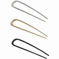 Three minimalist U-shaped metal hairpins in silver, gold, and black finishes - Smooth/Large/3 Pieces / Gold+Silver+Black