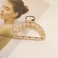 Grande molletta per capelli dorata in lega con design a catena e strass luminosi - Stile Catena Ovale