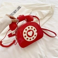 Borsa a tracolla creativa a forma di telefono retrò rosso con quadrante a cuore - Rosso