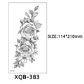 XQB-383 floral rose tattoo sticker in black and white line art, 114x210mm size - Black and White Rose Combination (XQB-383)
