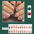 Détail de faux ongles de Noël avec des motifs de bonhomme pain d'épices et de flocons - BKS2935 Noël Français Coloré