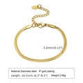 Minimalist 18K gold-plated stainless steel chain bracelet with lobster clasp and K18 tag - 3.2mm Flat Snake Chain