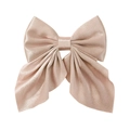 Elegant champagne gold satin bow hair clip with glossy silk finish for women and girls - Champagne Gold (16)