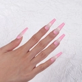 Unghie finte a ballerina con french rosa acceso e base nude naturale, set da 24 pezzi - Tipo di Colla / Stile Francese Rosa (CBLCY-501)