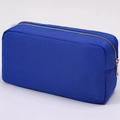 Waterproof blue nylon makeup bag with a gold-tone zipper for travel and storage - M: 24*5*12.5cm / Dark Blue