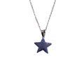 Minimalistische silberne Halskette mit einem dunkelblauen Sternstein-Anhänger - Dunkelblau (Lapislazuli)
