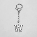 Polished silver metal letter W bubble keychain with lobster clasp for bags and accessories - Letter W