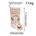 Calza natalizia in lino beige con pupazzo di neve e bordo a scacchi rossi e bianchi - Stile Pupazzo di Neve Con Polsino a Quadri