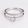 Detail view of double-layer stainless steel ring with micro-pave cubic zirconia stones - US 5 / Steel