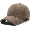 Berretto da baseball invernale marrone caffè da uomo con paraorecchie e logo patch - Regolabile / Marrone