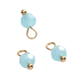 Light blue faceted glass bead charms with gold loops for DIY jewelry making - Round Bead / Light Blue