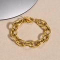 Bracciale a catena spessa in acciaio inossidabile placcato oro 18k con chiusura a T - Bracciale / 18cm / Oro