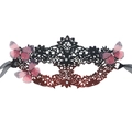 Lace butterfly mask with black and dark red gradient and silver rhinestones - Rhinestone Gradient Butterfly Six-Petal - Red Black